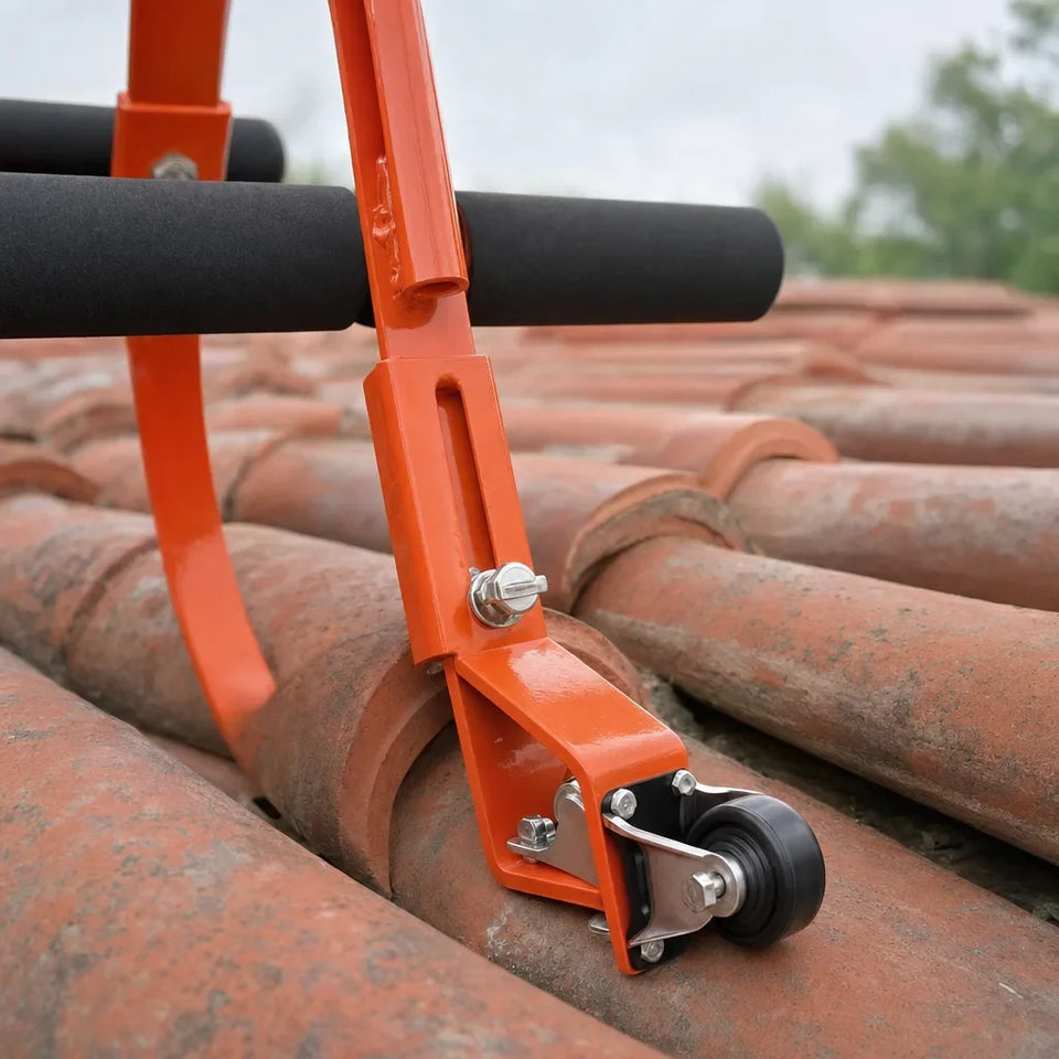 Close-up of the roof hooks with wheels