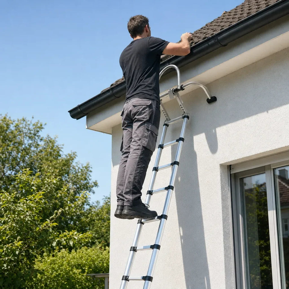 Ladder stabiliser at the gutter