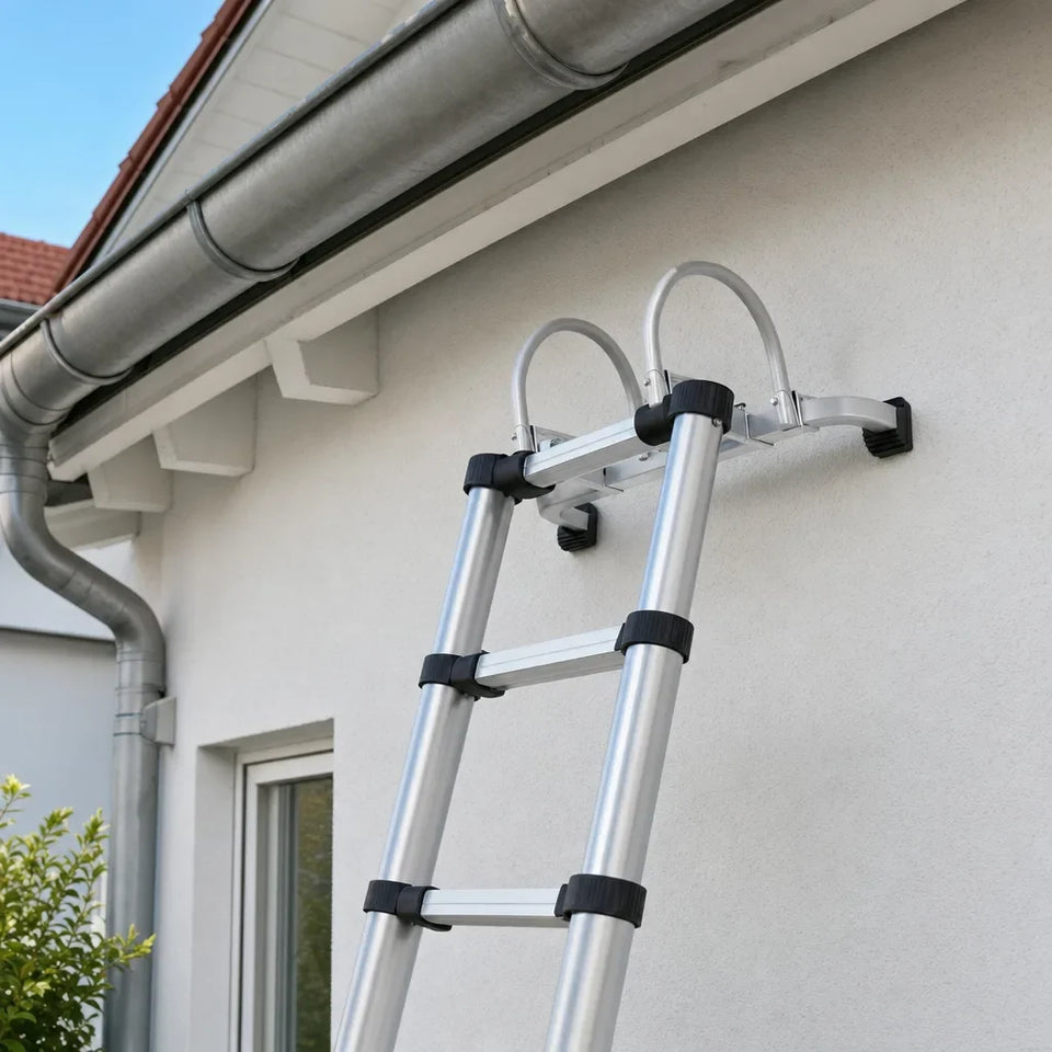 Ladder stabiliser against the house wall
