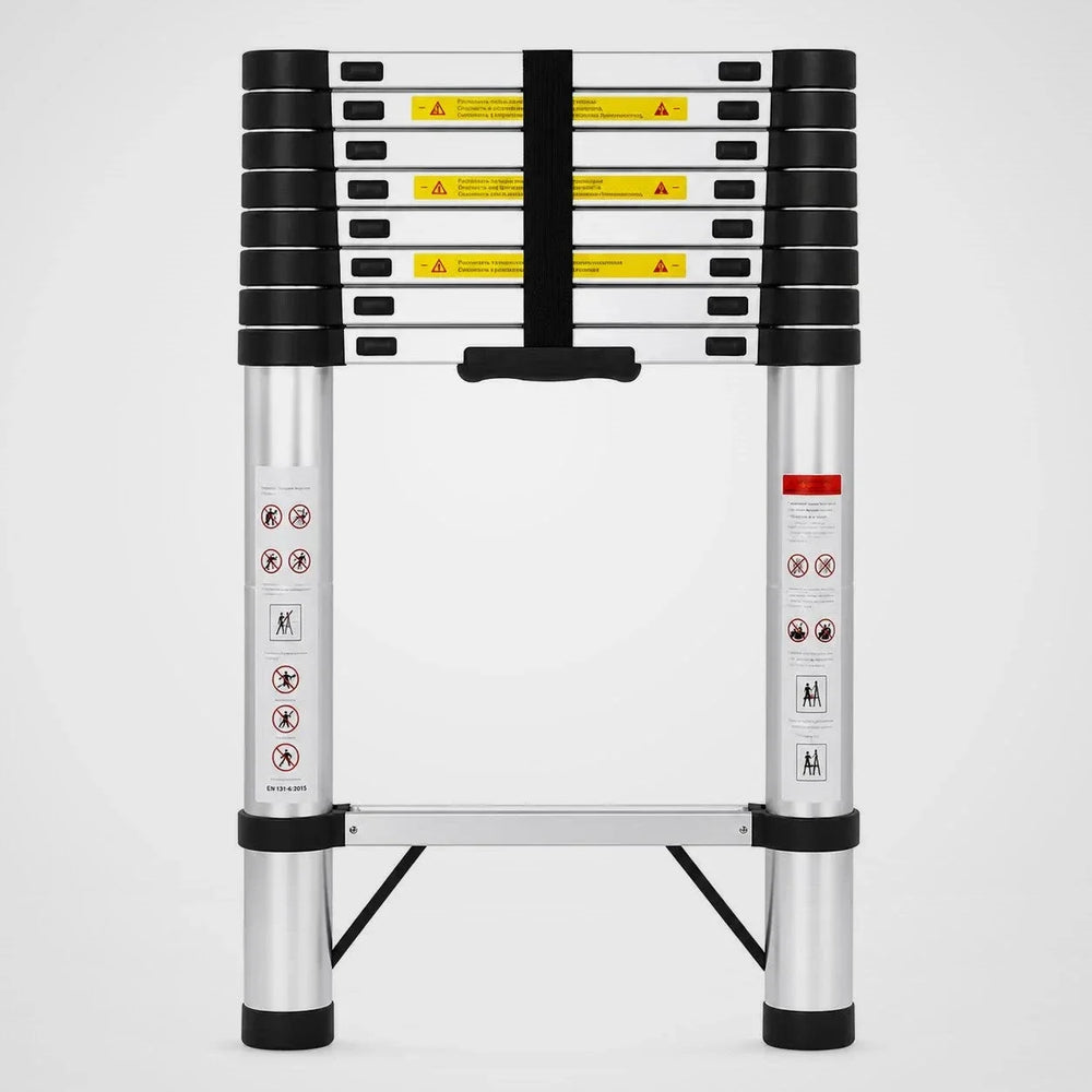 Telescopic ladder 2.6 m Pro in silver, retracted – front view