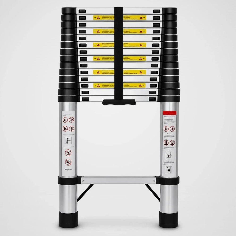 Telescopic ladder 5.1 m Pro in silver, retracted – front view