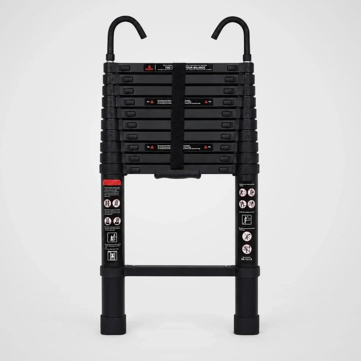 Telescopic ladder 3.2 m Black Pro: rungs with side-mounted locking mechanisms