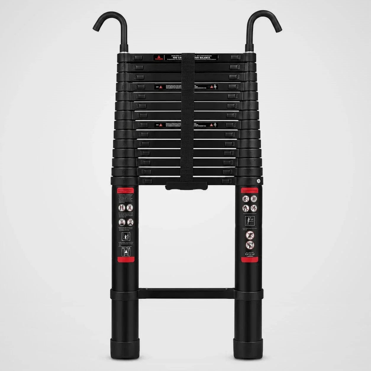Telescopic ladder 6.2 m Black Pro: rungs with side-mounted locking mechanisms