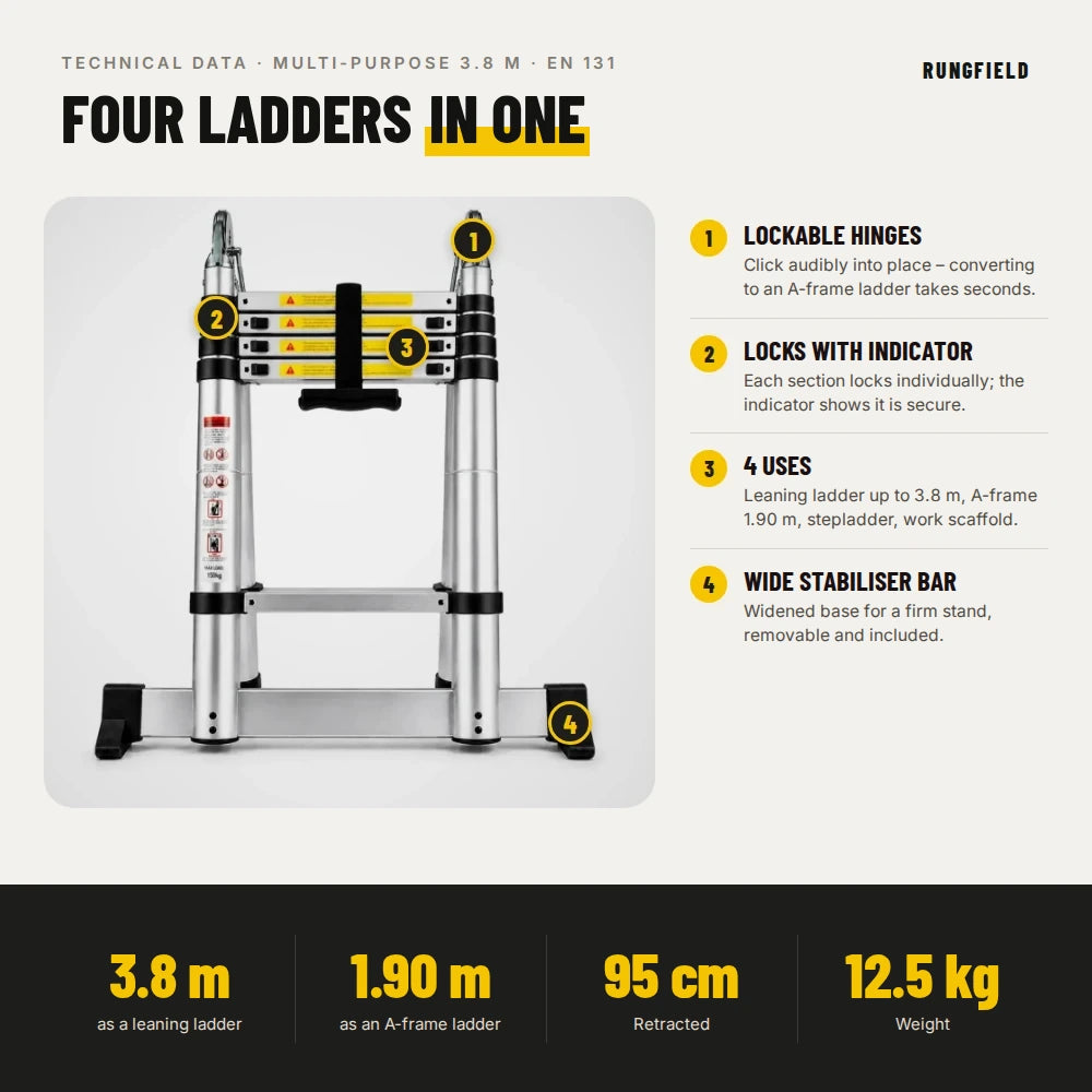 Multi-purpose ladder 3.8 m – technical data