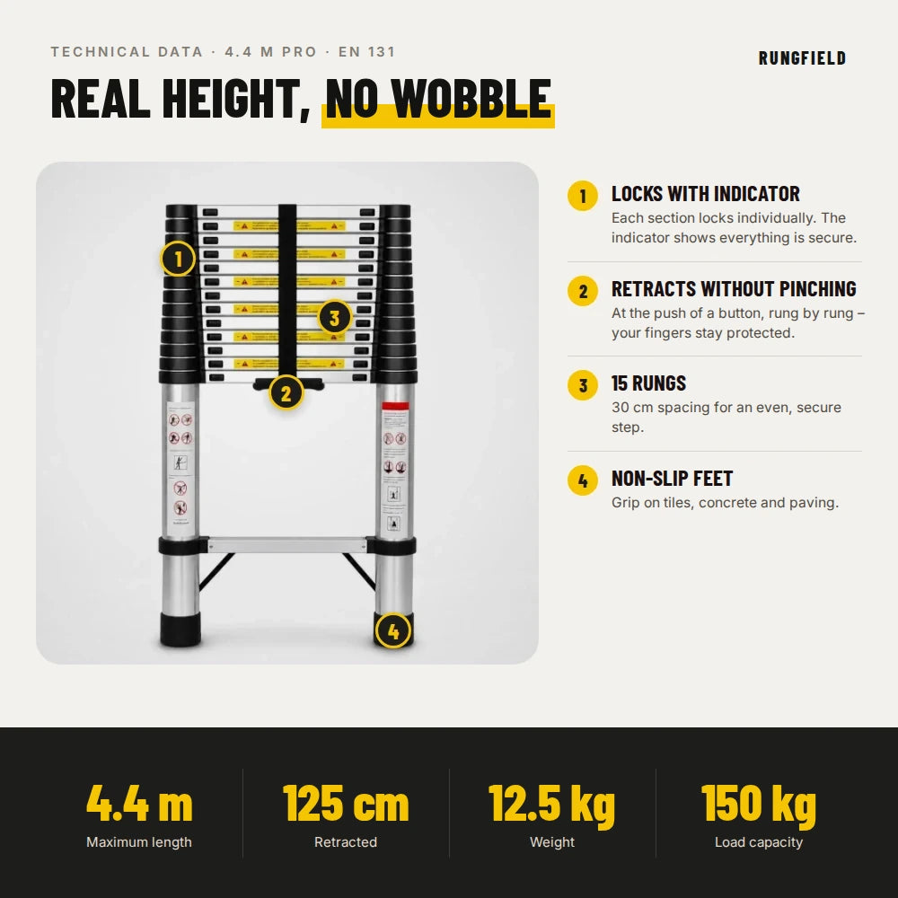 Telescopic ladder 4.4 m Pro – technical data